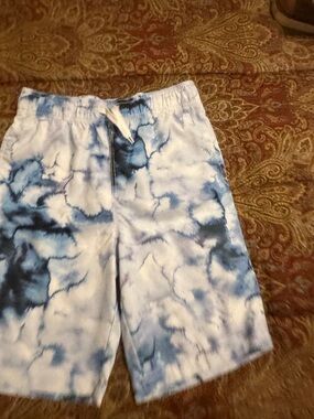 OshKosh B'gosh Blue and White Tie-Dye Drawstring Swim trunks
